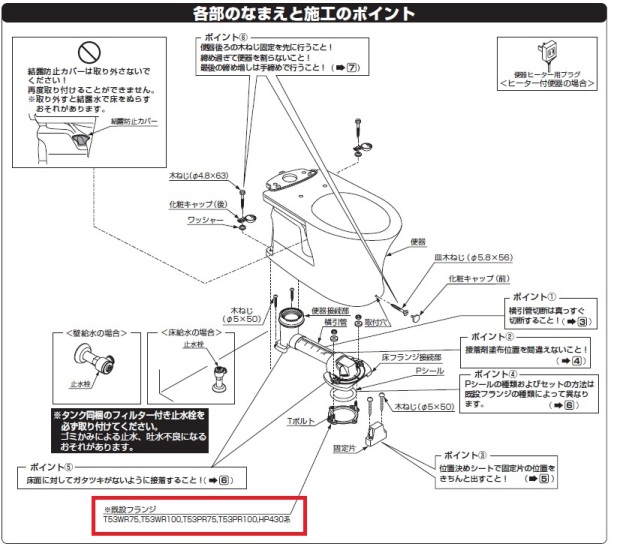 TOTO トイレ用パーツ 排水心変更セット:リモデルから200mmへ (KQ/QR/EX